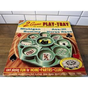 Vtg 1959 Transogram Michigan Rummy Ace-Hi Horse Race 2 Game Play Tray Black Cat